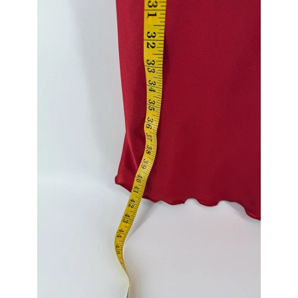 BEBE‎ SATIN COWL NECK Midi SLIP DRESS SIZE M Elegant Super Sexy Apple 🍎 Red !! - Picture 4 of 9